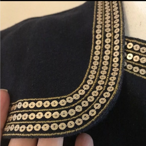 B17. Bob Mackie Jacket w/ Gold Sequin Accents, Hook & Eye Front Closure, Medium - Picture 7 of 7